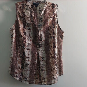 The Limited animal print v neck sleeveless Blouse shirt Size M brown tan black